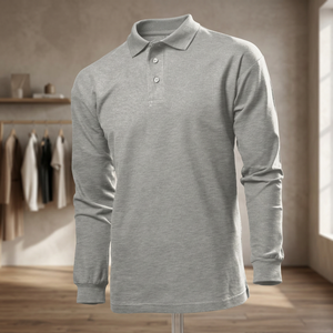 เสื้อเชิ้ตแขนยาวผ้าฝ้ายแท้ 100% แบบเรียบง่ายสำหรับผู้ชาย น้ำหนัก 200 กรัม ดีไซน์เรียบๆ แบบถัก - Product Image 2