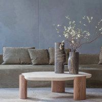 Mobilier moderne de salon ensemble de tables basses nordiques en travertin beige Table basse en marbre Table basse en travertin de luxe