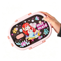 Boîte à lunch bento en acier inoxydable pour enfants, dessin animé, couvercle en plastique, 2 compartiments, sans BPA, pour les enfants d'âge scolaire