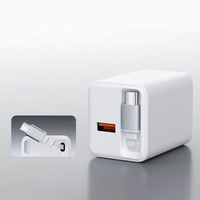 Chargeur GaN évolutif 80W 3-en-1 avec prise murale rétractable, câble Type-C et 2 ports USB pour une charge rapide des téléphones et tablettes