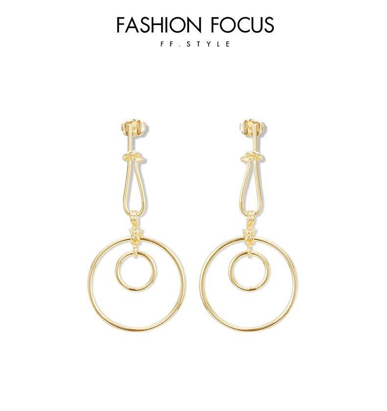 Factory Wholesale Trendy Jewelry Designer Earrings Women Brass 14K Gold Plated Hoop Drop Earrings(图3)