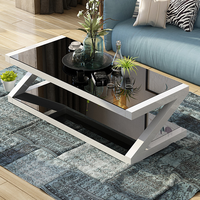 Table basse créative en verre trempé, carrée, en forme de Z, table de salon, nouveau modèle