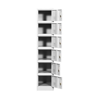 Armoires de rangement métalliques à six portes avec serrure à clé, robustes et durables pour les salles de sport et les immeubles de bureaux