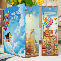 Tonecheer Trade OnlyTravel With the Wind With LED Light Assemble Toys Bookend 3D Puzzles Book Nook Diy Block Kit