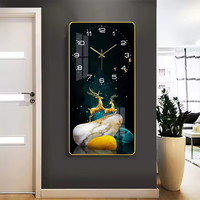 Arte de Pared Decorativo Moderno para el Hogar, Pintura de Lujo con Reloj de Porcelana Cristal