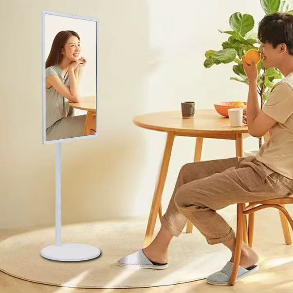 27 Inch Smart Tv LED White Touch Screen 120Hz Smart TV with Battery 1080P Mini Portable Movable Stand