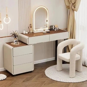 Modern Simple Bedroom Dressing Table with Solid Wood and Integrated Telescopic High-Grade <strong>Bedside</strong> Table Lighted LED <strong>Mirror</strong> - Product Image 2