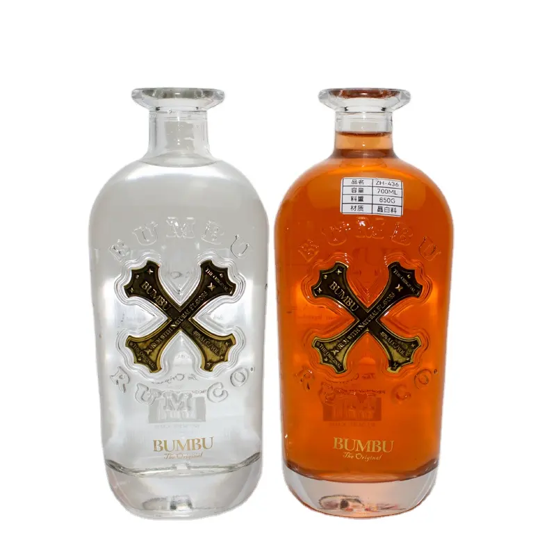 China fabrikverkauf luxuriöses marken-super-flintglas gin wodka flaschen spirituosen likör glasflasche mit kork
