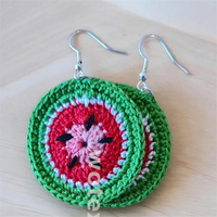Boucles d'oreilles Femme Crochet Pastèque Micro Crochet Boucles d'oreilles Rouge Fruit Cadeau d'été pour elle Cadeaux personnalisés spéciaux
