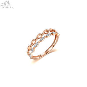 Anillo Apilable de Alta Calidad al por Mayor, Anillos de Joyería Fina, Oro Rosa Sólido de 18K, Anillo de Diamantes Naturales, Regalo de San Valentín para Mujer - Product Image 2