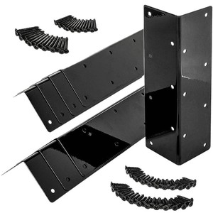 Soportes de Esquina para Jardín en Forma de L de Acero al Carbono Reforzado, Ajustables, con Recubrimiento de Polvo Negro, Resistentes al Óxido, Preperforados - Product Image 1