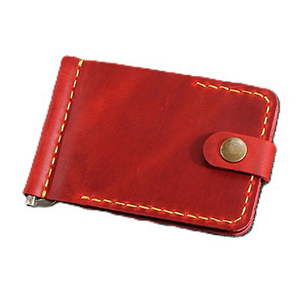 Mens Burgundy Vintage Retro Moneyclip Wallet Genuine Cowhide Credit Cardholder Crazy Horse Leather Money Clip Minimalist Wallets - Product Image 6