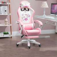 Chaise de jeu Sailor Moon élégante rose avec cadre en acier inoxydable, design pivotant moderne, repose-pieds ergonomique en cuir, pivotant en cuir