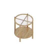 Furnitur ruang tamu kaca Tempered atas bambu bulat, Sofa samping meja kopi bersarang