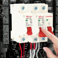 Mini disyuntores de circuito, interruptor de CA, precio bajo, tipo RCCB, protección 3P, 1P/2P/3P/4P, 230V, 400V, 6A-63A, V, cobre en miniatura