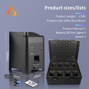AICPOSE - Foco LED Inalámbrico Recargable de 6x18w con Batería para Discoteca, Bodas, RGBWA UV DMX - Product Image 3