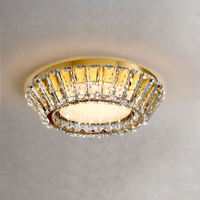 Lustre de plafond moderne en cristal doré de luxe avec LED, hauteur réglable, intensité variable, luminaire suspendu pour salon, chambre à coucher, hôtel