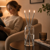 Lot de 3 bougies à huile éternelles argentées avec mèche, rechargeables, sans fumée, en métal, avec boîte cadeau pour la décoration de la maison et de mariage