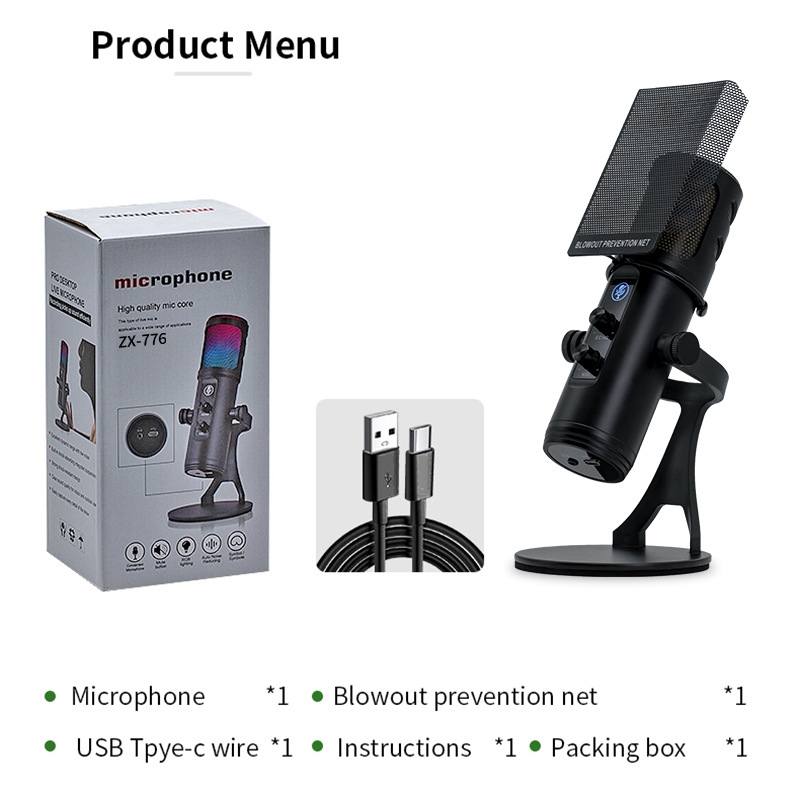 マイク Xtuga ZX-776 Microphone - Portable USB for Gaming & Recording
