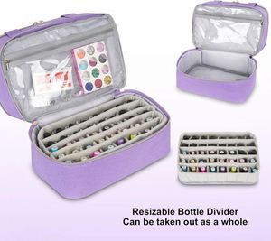 Organisateur de vernis à ongles double couche BSCI, capacité de rangement pour bouteilles, étui pour sèche-ongles et vernis à ongles avec 2 pochettes amovibles, rangement pour outils - Product Image 5
