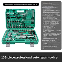 Jeu de douilles de 151 pièces comprenant des clés à douilles, un kit d'outils combinés, en acier au chrome-vanadium, pour la réparation automobile