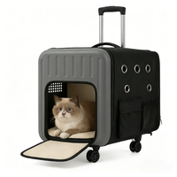 Sac de voyage pliable et portable gris sur mesure pour chiens ou chats, bagage rigide en polycarbonate respirant pour animaux de compagnie avec fermeture éclair à verrouillage