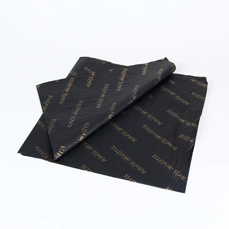 Custom black tissue paper with gold logo 17 gsm wrapping paper