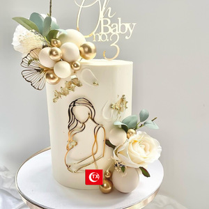 Vente chaude femme enceinte or acrylique gâteau Topper maman à être bébé douche célébration bienvenue bébé fête gâteau accessoires - Product Image 6