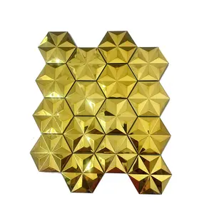 New Design Stick On Stainless Metal Tile Hexagon Mosaic Tile Wall Flooring
