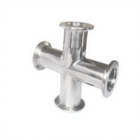 Raccord de tuyauterie en acier inoxydable 304/316L forgé, surface lisse, installation rapide basse pression, raccord en T à sertir sanitaire, croix à trois brides
