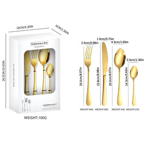 Gold Stainless Steel Flatware Set Mirror <b>Polished</b> Knife Fork Spoon Set Modern Tableware for Wedding Restaurant Hotel - Product Image 2