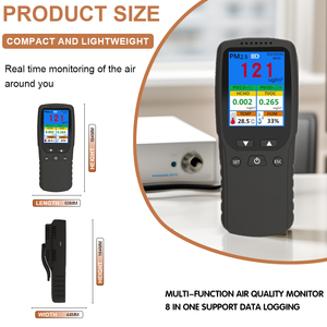 Handheld Monitor da Qualidade do Ar PM2.5 PM1.0 PM10 Medidor <span class=keywords><strong>Tester</strong></span> Digital com HCHO TVOC Analisador De Gás para Uso Interior/Exterior - Product Image 3