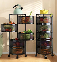 Chariot de stockage de cuisine robuste en métal support rotatif de légumes fruits avec roues
