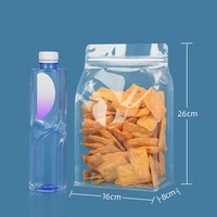 Sachet autoportant transparent personnalisable de qualité alimentaire à fond carré, motif flocon de neige, avec fermeture éclair auto-scellante pour noix et snacks