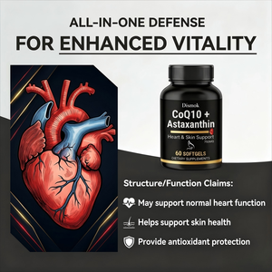 Coenzyme <span class=keywords><strong>Q10</strong></span> Astaxanthine Capsules molles Supplément de vitamine <span class=keywords><strong>E</strong></span> pour la santé cardiaque Énergie Antioxydant Soutien immunitaire 60 unités - Product Image 3