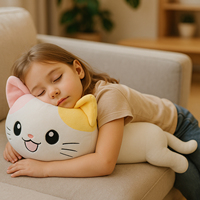 Peluche de chat en gros, oreiller en peluche de chat kawaii, peluche de chaton douce et mignonne, commandes en gros, logo personnalisé, fournisseur OEM/ODM