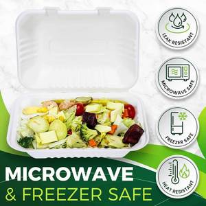Boîte d'emballage alimentaire minimaliste jetable de 9 pouces en bagasse écologique pour viande avec estampage, idéale pour les boissons - Product Image 4