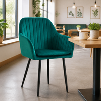 Chaise de salle à manger rembourrée certifiée EN 16139 avec accoudoirs et pieds en métal, vente en gros directe d'usine