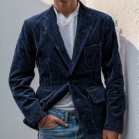 Veste en velours côtelé vintage à poches, style streetwear décontracté, col rabattu, boutonnée, pour l'automne, coupe oversize