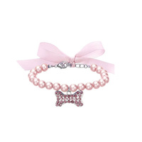 Kitties et Chiens Colliers de perles Pierres précieuses Arcs Rubans Colliers pour animaux de compagnie Accessoires