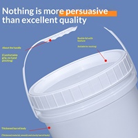 Conteneur en plastique rond de 20 litres de qualité alimentaire avec bouchon à vis, transparent, blanc, imprimé en sérigraphie, seau à eau