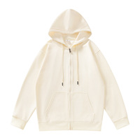 Sweat-shirt à capuche zippé ample en tricot avec logo personnalisé, poches zippées, veste ouverte décontractée unisexe