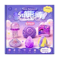 Lot de 6 jouets sensoriels anti-stress à rebond lent, style changeant de couleur, en caoutchouc à presser, cadeau pour soulager le stress