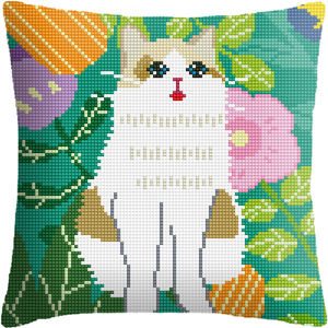 2023 New Cross Stitch Crafts Crewel Embroidery Custom Cute Cat Hand Embroidered Pillowcase