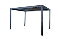 Pergola de Luxe en Aluminium Thermolaqué avec Toit à Lames Rétractables Électriques, Supports Faciles à Assembler, Portes en Verre, Anti-Pourriture