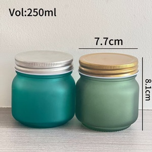 8 oz 250 ml Green Red Frosted Glass Holders <strong>Lanterns</strong> <strong>Candle</strong> Jars with Lid for <strong>Candle</strong> Making - Product Image 6