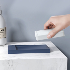 Nuovo semplice portasapone quadrato in plastica morbida con Dispenser di sapone incluso supporto da bagno senza Punch Design senza drenaggio - Product Image 2