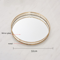 Plateau de parfum de plaque d'affichage de bijoux en verre de miroir uni de petite taille et plateaux de stockage de boucle d'oreille