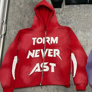 OEM Biểu Tượng Tùy Chỉnh Người Đàn Ông Của 2 Mảnh Bông Áo Đặt Đau Khổ Thêu Phun In Ấn Jogger Tracksuit Áo Và Quần Bó Sát Thiết Lập - Product Image 3