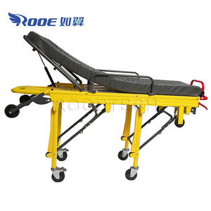 Tandu ambulans lipat bahan Aloi aluminium yang lebih murah dengan papan tulang belakang dan sandaran kaki 0-65 Deg dapat disesuaikan - Product Image 2